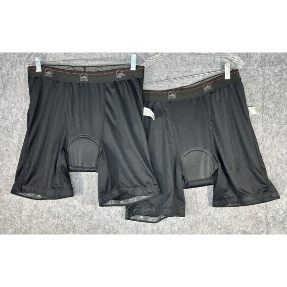 ZOIC Men's Size XL Black Biking Shorts Padded Cycling Compression Set Of 2 - Picture 1 of 7